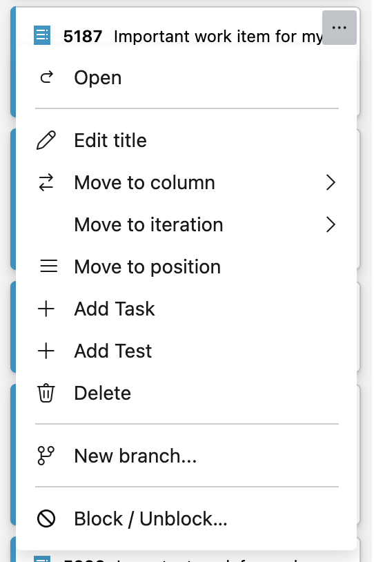 The actions (⋯) menu on a board card showing the Blocker Buddy entry